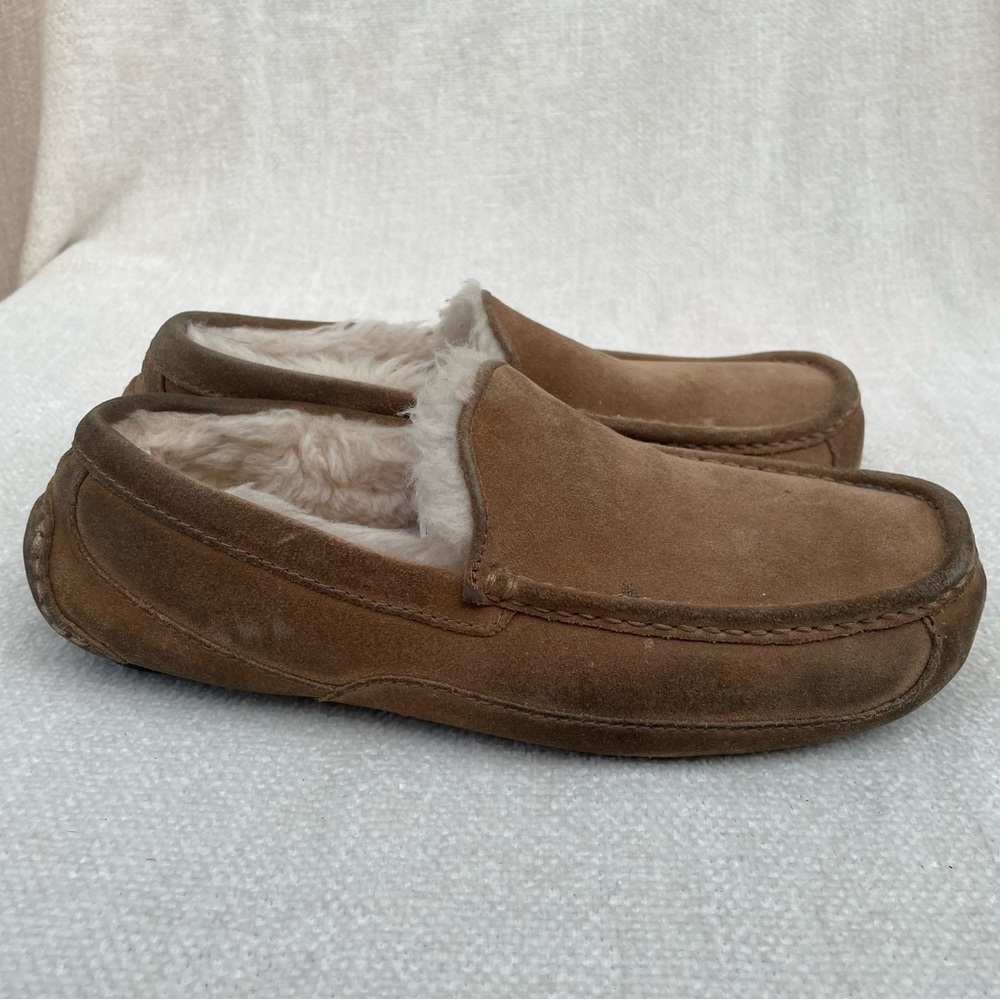 UGG Brown Suede Shearling-Lined Men's Slip-On Loafers